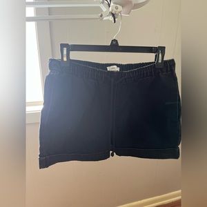 Black denim shorts